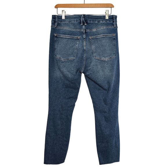 Good American Crop Raw Edge Skinny Jeans Distressed Blue Denim Womens 12/31 - Picture 4 of 16